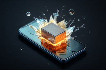 Ilustração de um celular sendo otimizado com aplicativos de limpeza de memória.