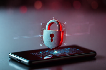 Imagem de um smartphone protegido por um aplicativo antivírus gratuito, destacando a segurança digital.