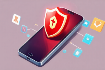 Imagem de um smartphone exibindo um aplicativo de antivírus gratuito em operação para proteção digital.