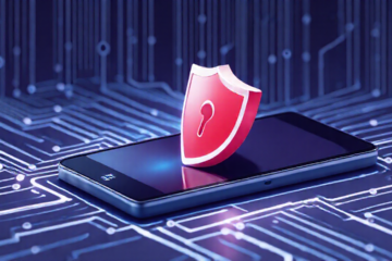 Imagem de um smartphone exibindo um aplicativo antivírus em ação, simbolizando proteção e segurança digital.