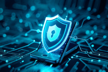 Imagem de um smartphone seguro com aplicativo de antivírus em execução