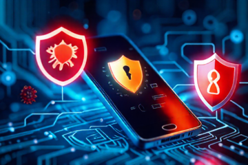 Imagem de um smartphone seguro com antivírus gratuito em ação