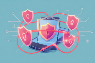 Imagem de um aplicativo antivirus protegendo um celular