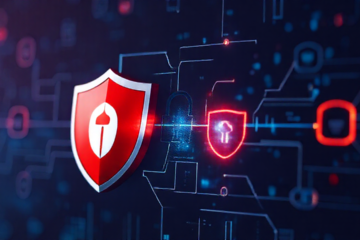 Imagem de um smartphone exibindo um aplicativo de antivírus em ação.