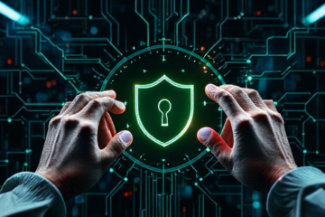 Imagem de um smartphone protegido por software antivírus mostrando segurança digital.