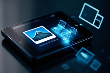 Tela de smartphone exibindo um aplicativo de recuperação de fotos deletadas em ação.