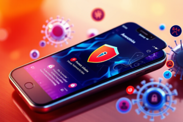 Imagem de um aplicativo antivírus gratuito para proteção de celular e smartphone.