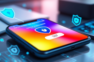 Imagem de um aplicativo antivírus gratuito em um smartphone, destacando sua importância para a segurança digital.