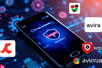 Imagem de um celular mostrando um aplicativo antivírus gratuito, simbolizando segurança e proteção contra ameaças digitais.