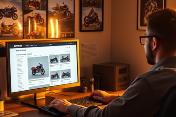 Imagem ilustrativa sobre como comprar motos online pelo leilão do Detran, mostrando motos disponíveis nos leilões.