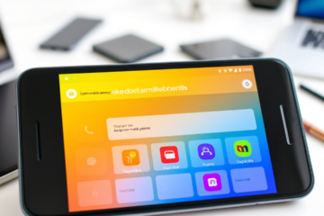 Imagem de um celular com gráficos de desempenho e memória sendo otimizada por um aplicativo.