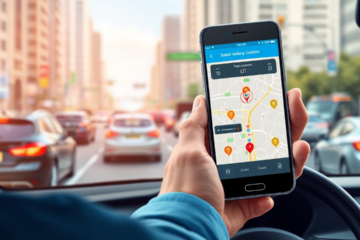 Image of an app showing the location of speed cameras on the road