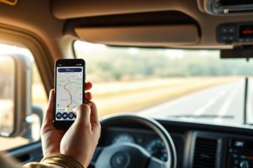 Imagem de um caminhão utilizando aplicativo GPS offline para navegação
