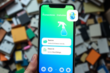 Imagem ilustrativa de um celular com aplicativo de limpeza de memória em ação.