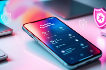 Imagem do aplicativo antivírus gratuito para smartphones, destacando segurança e proteção contra malware.