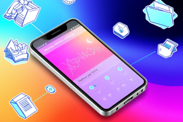 Imagem de um celular com gráficos mostrando otimização de memória e desempenho.