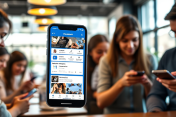 Imagem que ilustra a otimização do Facebook através de aplicativos para smartphone.