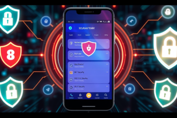 Imagem de um celular exibindo um aplicativo de antivírus em ação