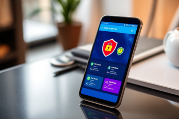 Imagem de um aplicativo de antivírus para celular, simbolizando a segurança digital.