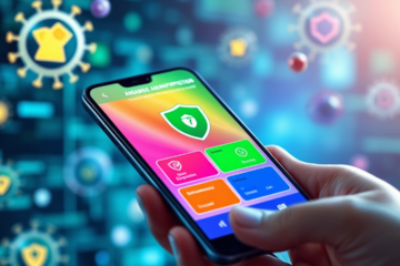 Imagem de um celular com aplicativo de antivírus mostrando proteção contra malware.