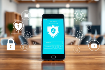 Imagem de um smartphone exibindo um aplicativo antivírus gratuito