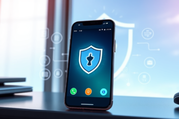 A imagem mostra a interface de um aplicativo antivírus gratuito em um smartphone, destacando sua função de proteção contra vírus e malwares.