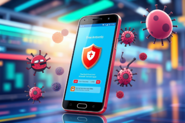 Imagem de um smartphone com aplicativo antivírus gratuito instalado