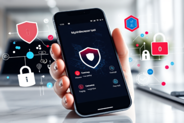Imagem destacada de um aplicativo antivírus para smartphones, oferecendo proteção e segurança contra malwares.