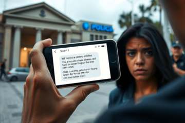 Imagem ilustrativa sobre o golpe do SMS, alertando sobre fraudes e mensagens suspeitas.