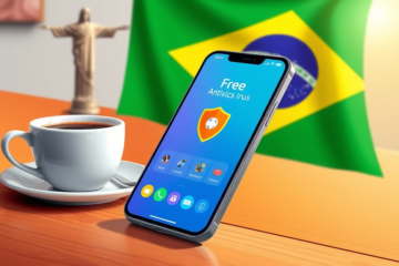 Imagen de una aplicación antivirus gratuita que se utiliza en un teléfono inteligente para protegerse contra amenazas digitales.