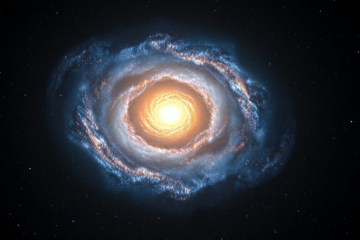 Imagem do telescópio James Webb mostrando a galáxia Alaknanda, que apresenta uma estrutura espiral desafiando teorias sobre a origem das galáxias.