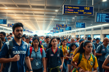 Atletas da delegação de Santos se preparando para os Jogos Abertos do Interior, destacando suas expectativas e objetivos na competição.