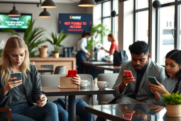 Usuários enfrentam instabilidade ao acessar o aplicativo financeiro, com mensagem de erro.