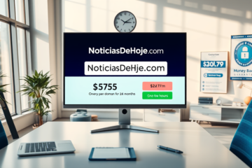 The domain name NoticiasDeHoje.com is available for sale with flexible payment options.