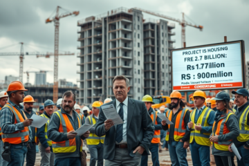 Construtoras da classe média enfrentando dificuldades financeiras com demissões e reestruturações devido ao aumento das taxas de juros.