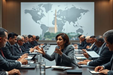 Reunião de autoridades para discutir impacto da guerra na economia global.