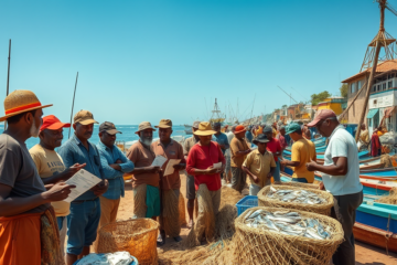 Pescadores artesanais recebendo informações sobre o Seguro-Defeso 2026.