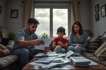 Famílias brasileiras enfrentando o alto endividamento e buscando soluções financeiras com o Novo Desenrola Brasil.