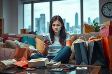 Imagem ilustrativa sobre o impacto das compras por impulso no endividamento das famílias brasileiras.