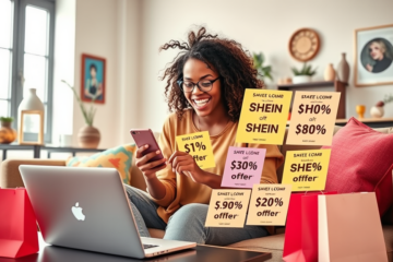 Imagem ilustrativa sobre compras na SHEIN com foco em promoções e economia.