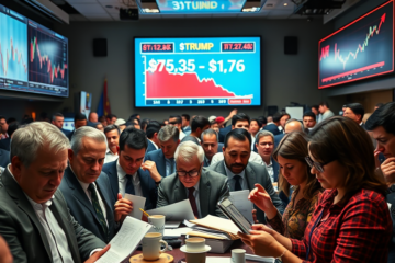 Investidores analisando perdas financeiras relacionadas à criptomoeda $TRUMP, destacando a queda significativa do ativo.