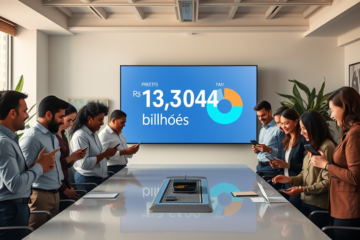 Gráficos ilustrando a distribuição de lucros do FGTS aos trabalhadores, mostrando os valores e percentuais de rentabilidade.